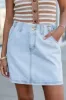 I've Been Thinking Light Wash Denim Paper Bag Waist Mini Skirt sold by Pink Lily