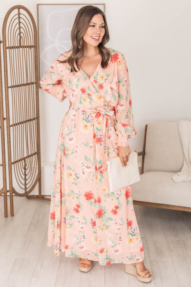 Cocktails at Sunset Floral Maxi Peach Dress FINAL SALE sold by Pink Lily product image thumbnail 5