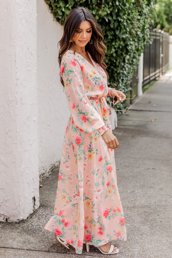 Cocktails at Sunset Floral Maxi Peach Dress FINAL SALE sold by Pink Lily product image thumbnail 3