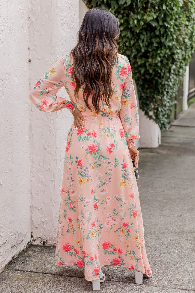 Cocktails at Sunset Floral Maxi Peach Dress FINAL SALE sold by Pink Lily product image thumbnail 4