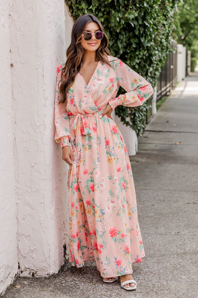 Cocktails at Sunset Floral Maxi Peach Dress FINAL SALE sold by Pink Lily product image thumbnail 2