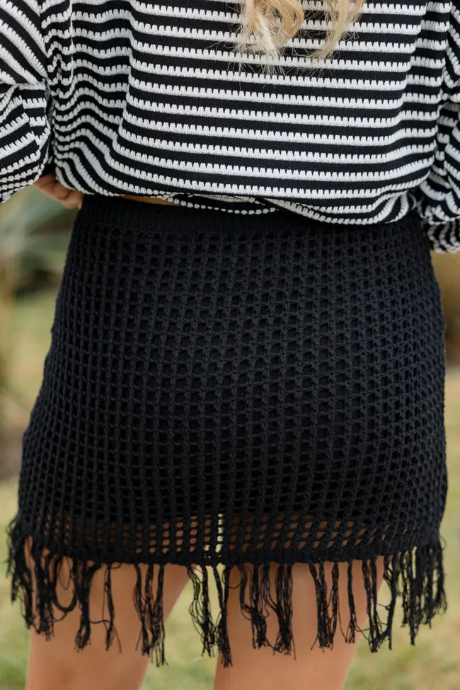 Skipping Town Black Tassel Trim Knit Mini Skirt FINAL SALE sold by Pink Lily product image thumbnail 5
