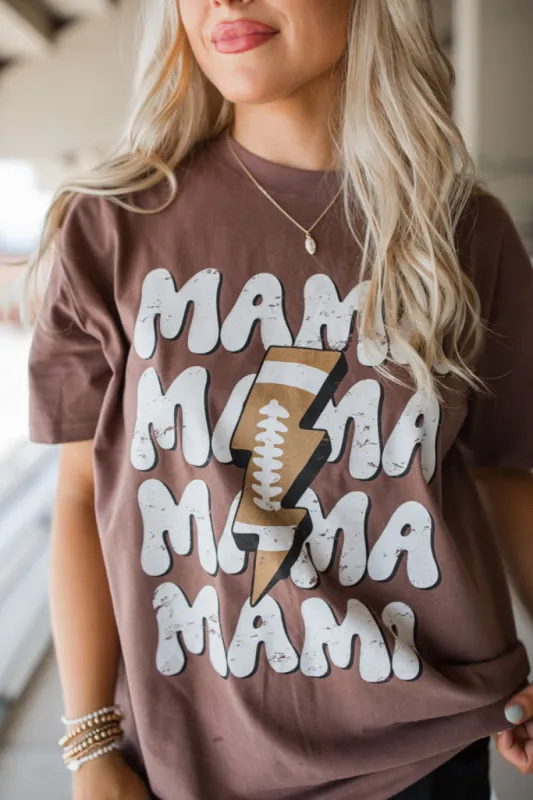 Mama Football Repeat Mocha Oversized Graphic Tee sold by Pink Lily
