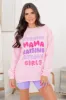 Strong Mama Raising Strong Girls Light Pink Oversized Graphic Sweatshirt sold by Pink Lily