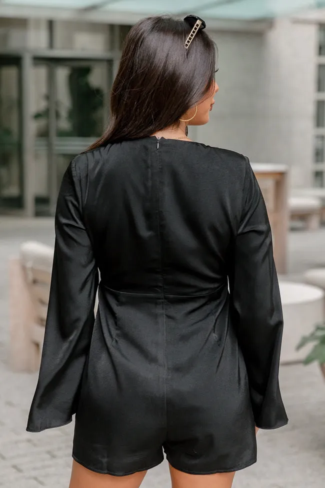 Around The Block Black Satin Romper FINAL SALE sold by Pink Lily product image thumbnail 5