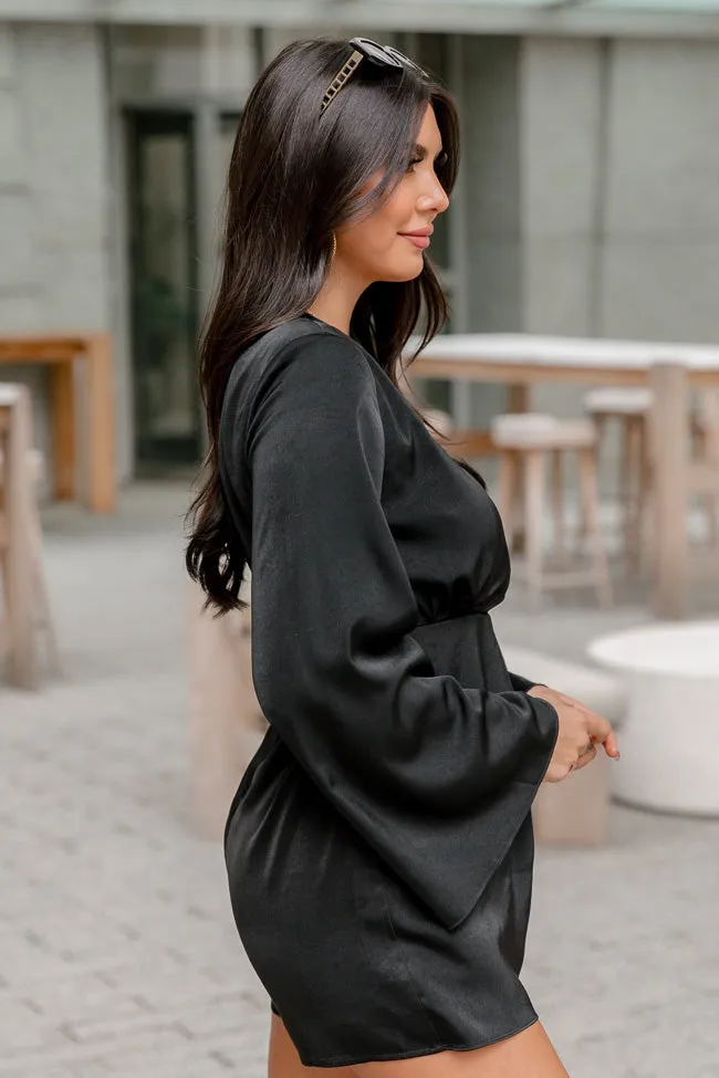 Around The Block Black Satin Romper FINAL SALE sold by Pink Lily product image thumbnail 4