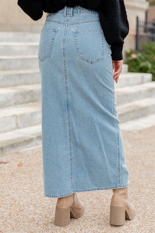 Be That Girl Medium Wash Denim Midi Skirt FINAL SALE sold by Pink Lily product image thumbnail 4