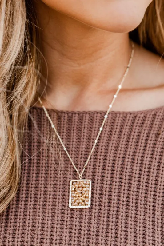 Time Is Valuable Gold Square Pendant Necklace FINAL SALE made by Pink Lily