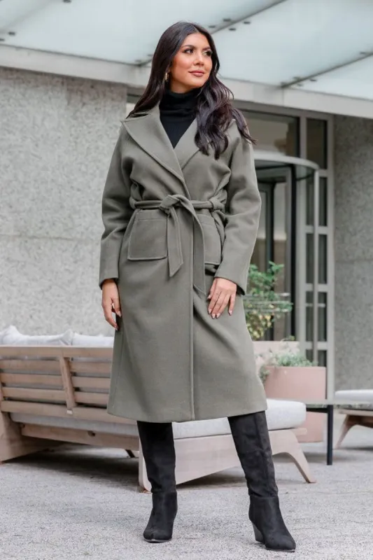 How I'm Feeling Olive Wool Blend Coat FINAL SALE sold by Pink Lily