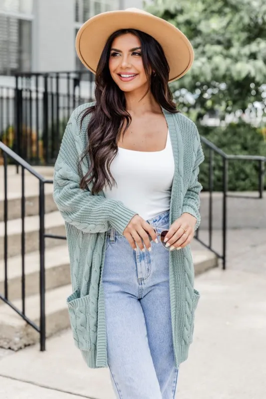 Won't Change My Heart Sage Cardigan sold by Pink Lily