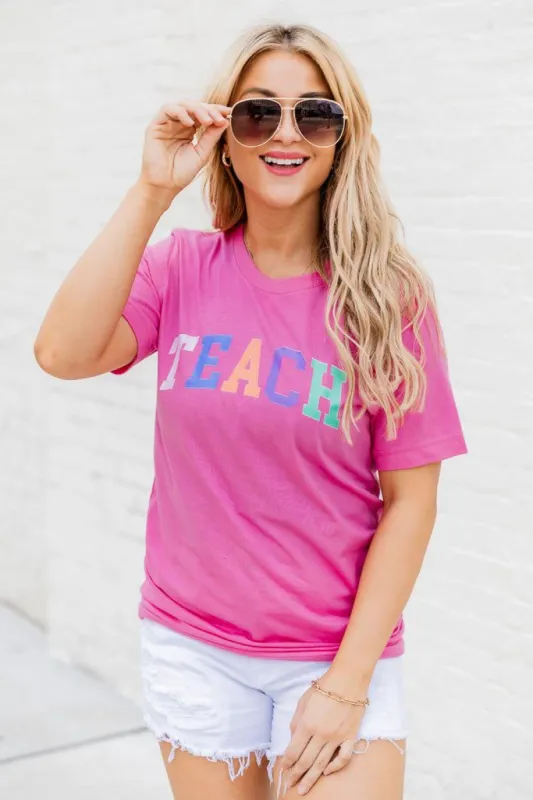 Teach Multi Charity Pink Graphic tee sold by Pink Lily