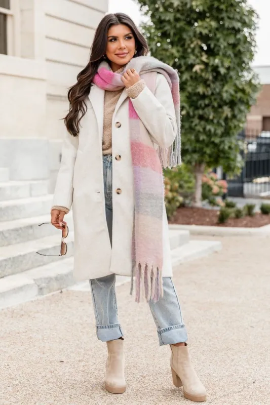 Cozy Love Oatmeal Long Coat sold by Pink Lily