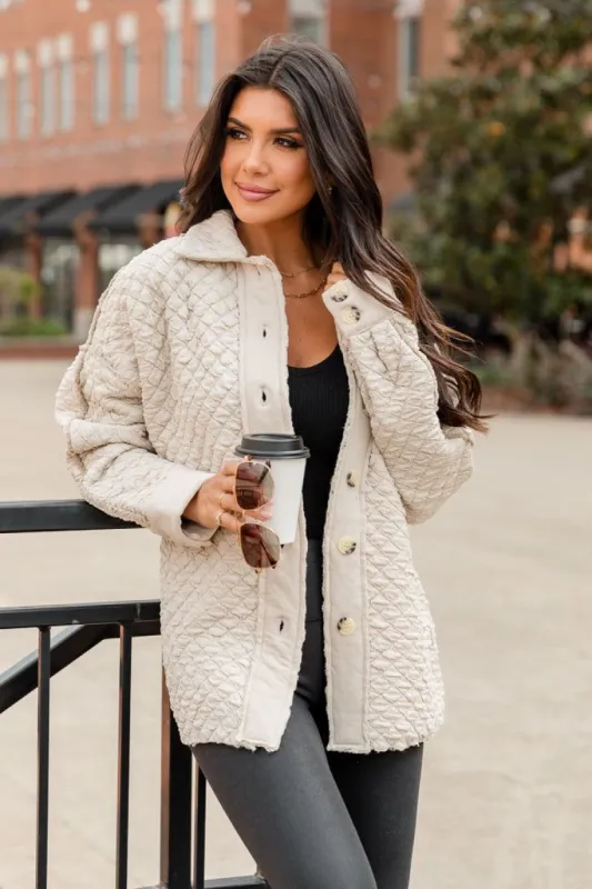 Just Warming Up Beige Quilted Shacket FINAL SALE sold by Pink Lily