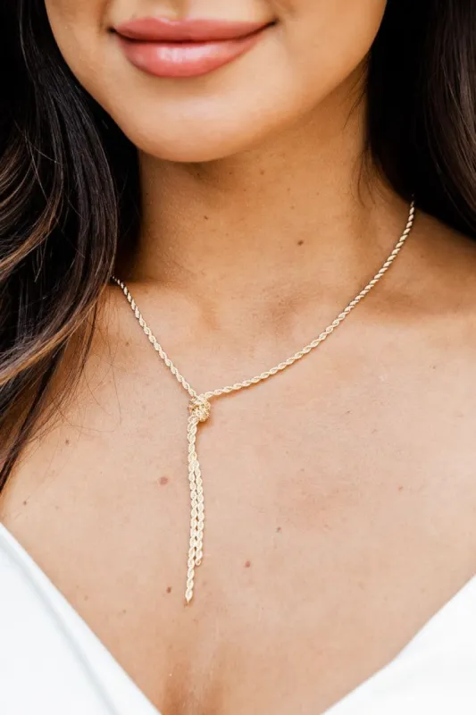 From My Dreams Gold Cowgirl Tie Necklace sold by Pink Lily