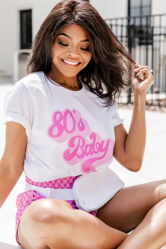 80s Baby White Graphic Tee SALE sold by Pink Lily