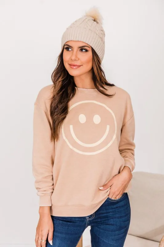 Smiley Face Gold Graphic Sweatshirt sold by Pink Lily
