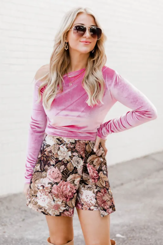 Head Over Heels Pink Velvet Off The Shoulder Blouse FINAL SALE sold by Pink Lily
