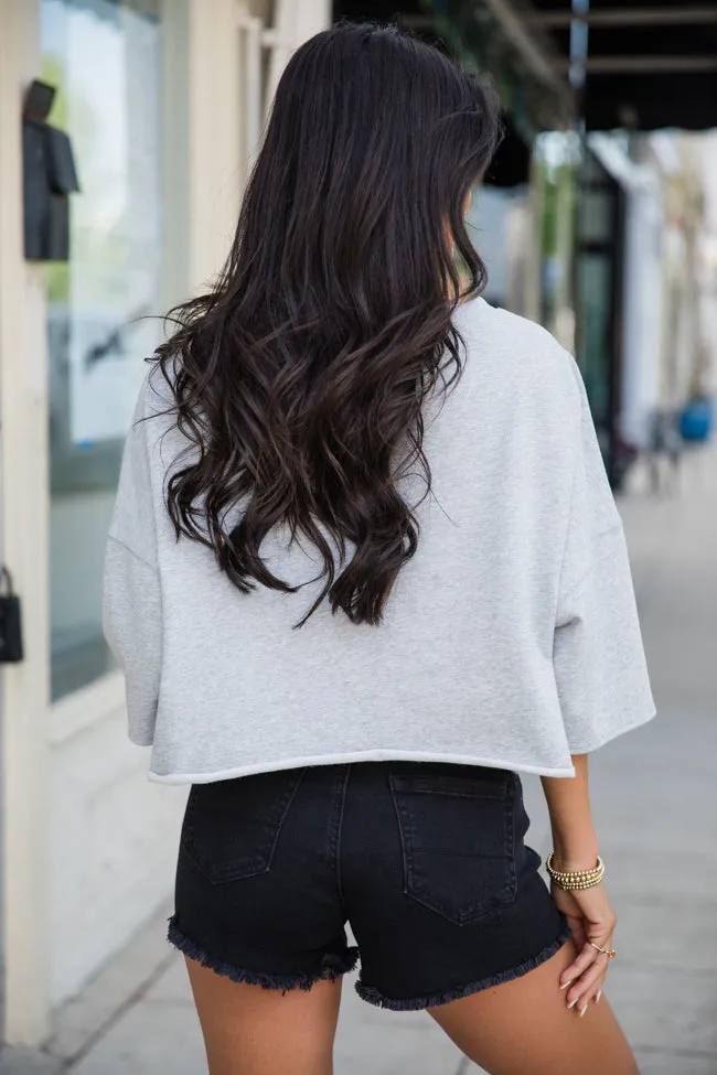 Hey Batter Batter Heather Grey Short Sleeve Baseball Patch Tee sold by Pink Lily product image thumbnail 5