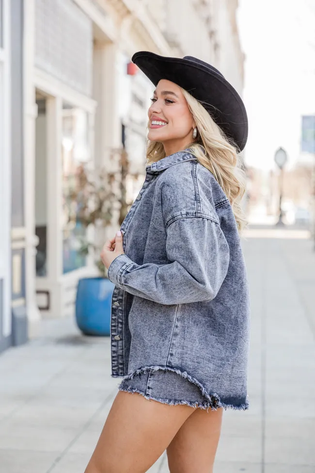 Keep On Moving Black Acid Wash Denim Shacket FINAL SALE sold by Pink Lily product image thumbnail 4