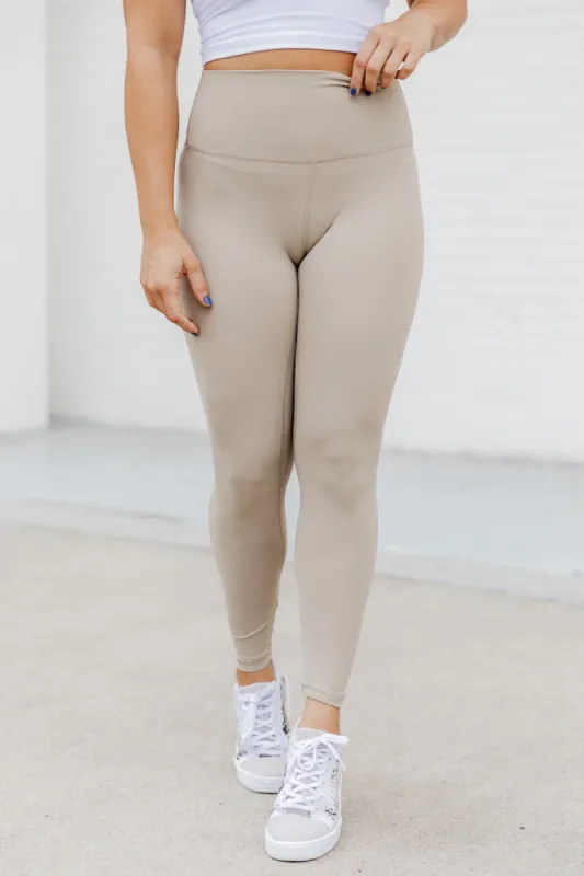 Raise The Standard Beige Active Leggings FINAL SALE sold by Pink Lily