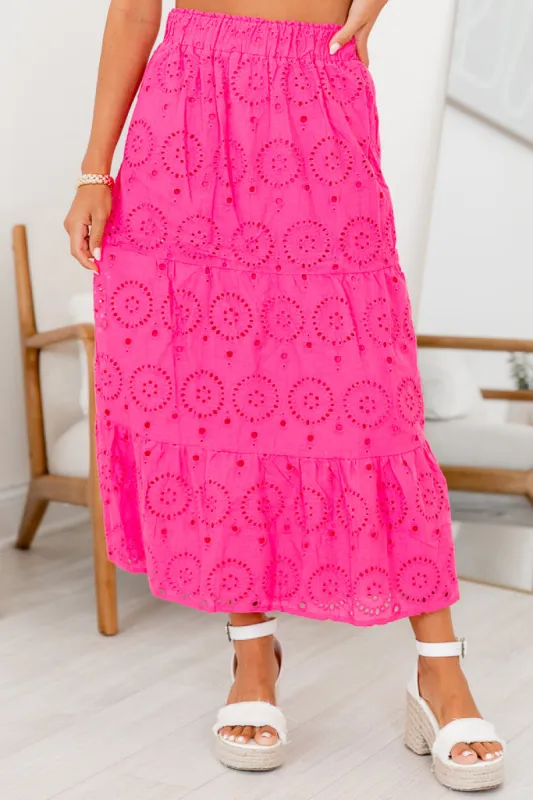 Hooked On You Pink Eyelet Maxi Skirt FINAL SALE sold by Pink Lily