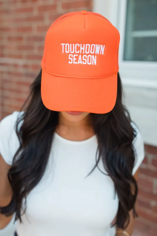 Touchdown Season Orange Trucker Hat sold by Pink Lily