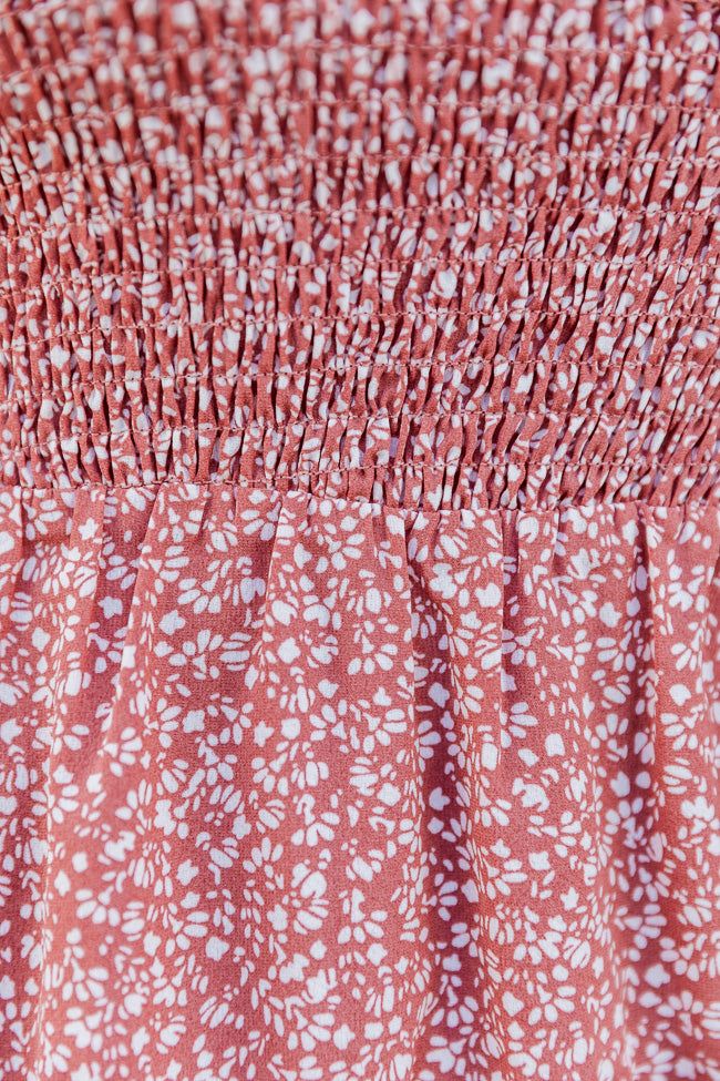 Magnificent Time Rust Smocked Spotted Ruffle Mini Dress FINAL SALE sold by Pink Lily product image thumbnail 3