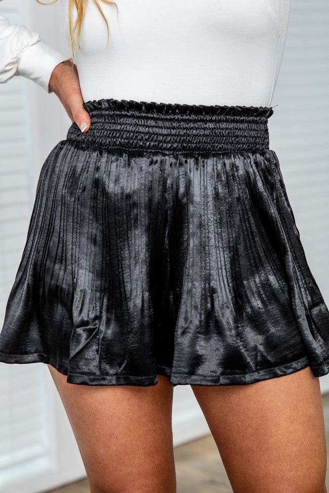 Black Magic Black Velvet Pleated Shorts FINAL SALE sold by Pink Lily product image thumbnail 2