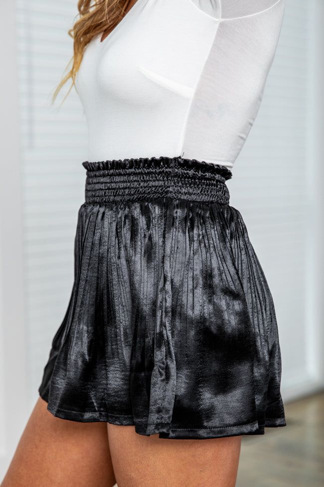 Black Magic Black Velvet Pleated Shorts FINAL SALE sold by Pink Lily product image thumbnail 3