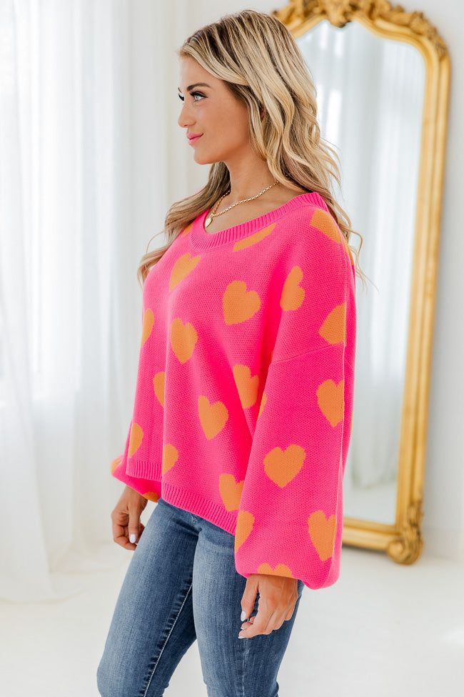 Listen To Your Heart Pink And Orange Heart Sweater FINAL SALE sold by Pink Lily product image thumbnail 3