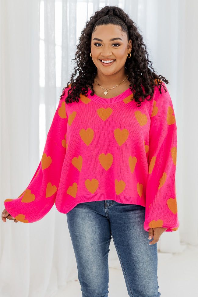 Listen To Your Heart Pink And Orange Heart Sweater FINAL SALE sold by Pink Lily product image thumbnail 5