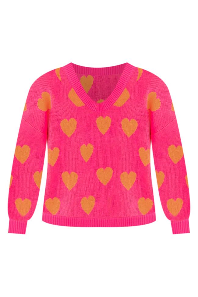 Listen To Your Heart Pink And Orange Heart Sweater FINAL SALE sold by Pink Lily product image thumbnail 9