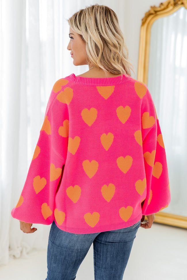 Listen To Your Heart Pink And Orange Heart Sweater FINAL SALE sold by Pink Lily product image thumbnail 4