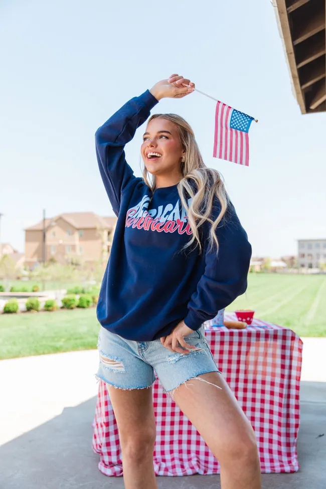 American Sweetheart Navy Oversized Graphic Sweatshirt sold by Pink Lily product image thumbnail 2