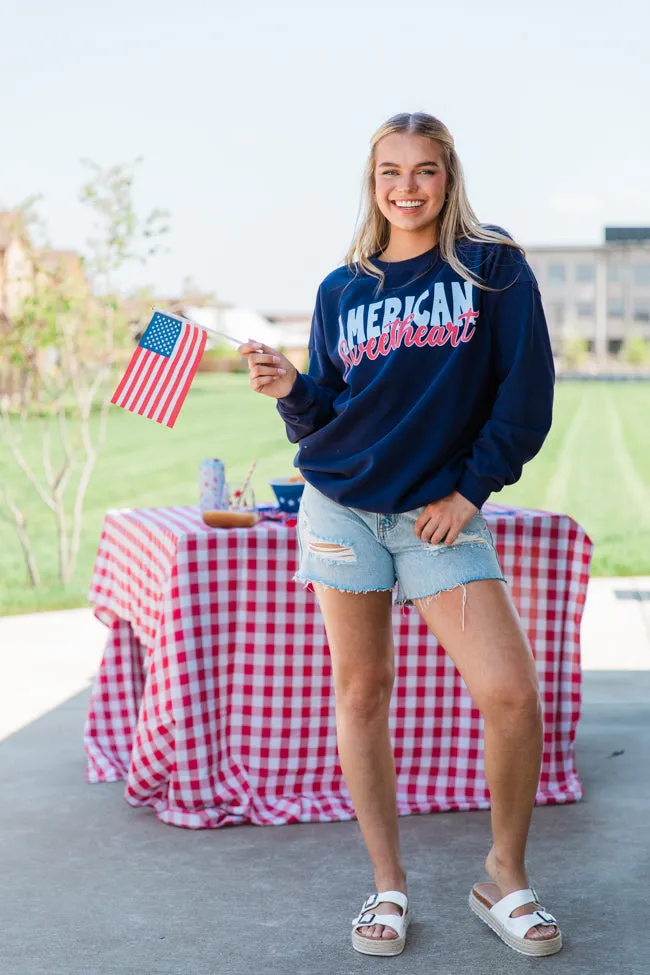 American Sweetheart Navy Oversized Graphic Sweatshirt sold by Pink Lily product image thumbnail 4