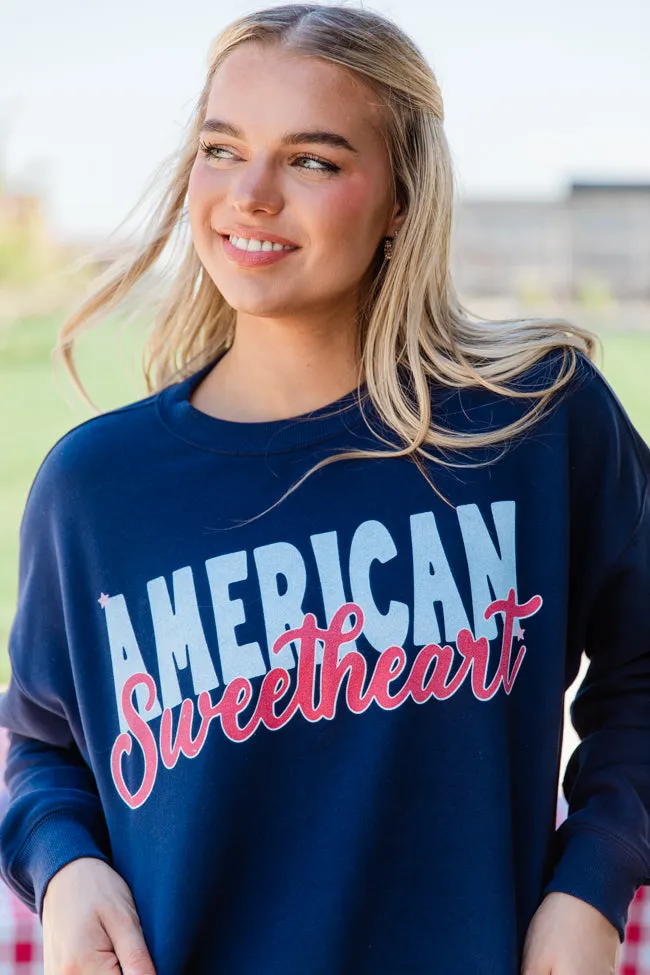 American Sweetheart Navy Oversized Graphic Sweatshirt sold by Pink Lily product image thumbnail 3