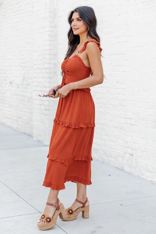 Sunset Dinner Rust Maxi Dress FINAL SALE sold by Pink Lily product image thumbnail 3