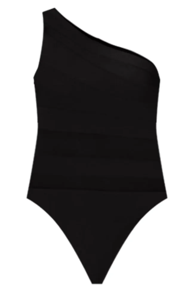 Beyond The Sea Mesh One Piece Black One Shoulder Swimsuit sold by Pink Lily product image thumbnail 5