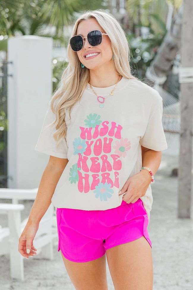 Wish You Were Here Ivory Oversized Graphic Tee sold by Pink Lily product image thumbnail 5