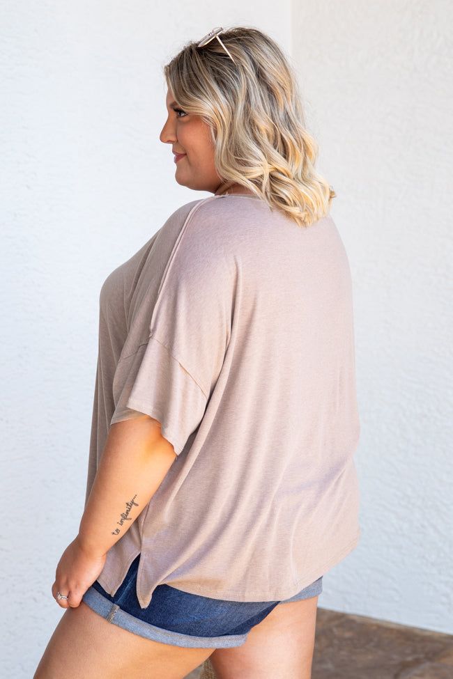 I Was Your Favorite Beige Oversized Tee FINAL SALE sold by Pink Lily product image thumbnail 5