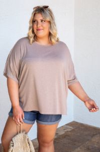 I Was Your Favorite Beige Oversized Tee FINAL SALE sold by Pink Lily
