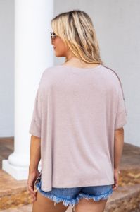 I Was Your Favorite Beige Oversized Tee FINAL SALE sold by Pink Lily