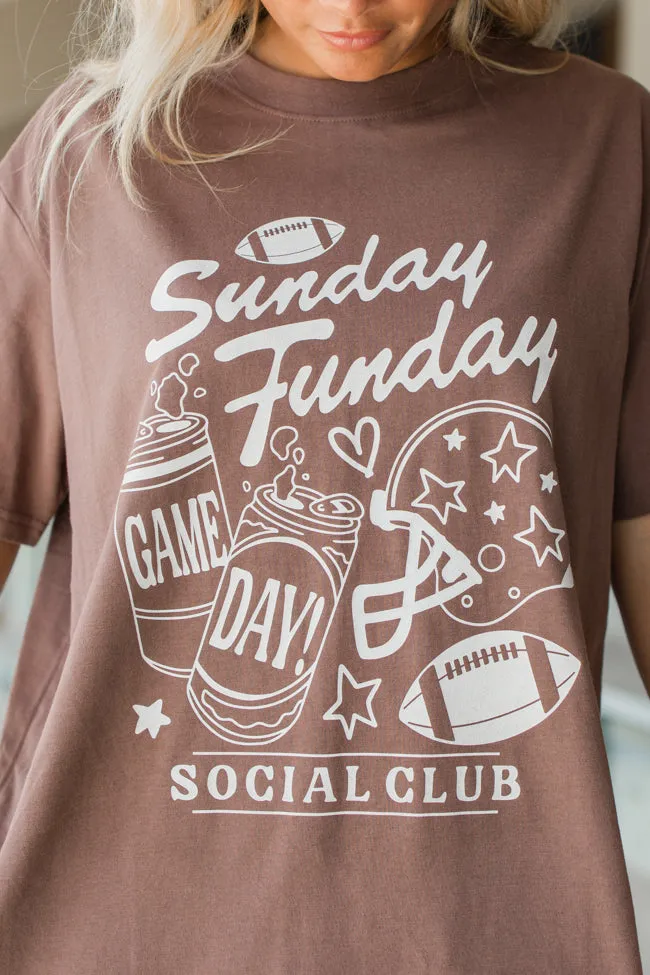 Sunday Funday Mocha Oversized Graphic Tee sold by Pink Lily product image thumbnail 3