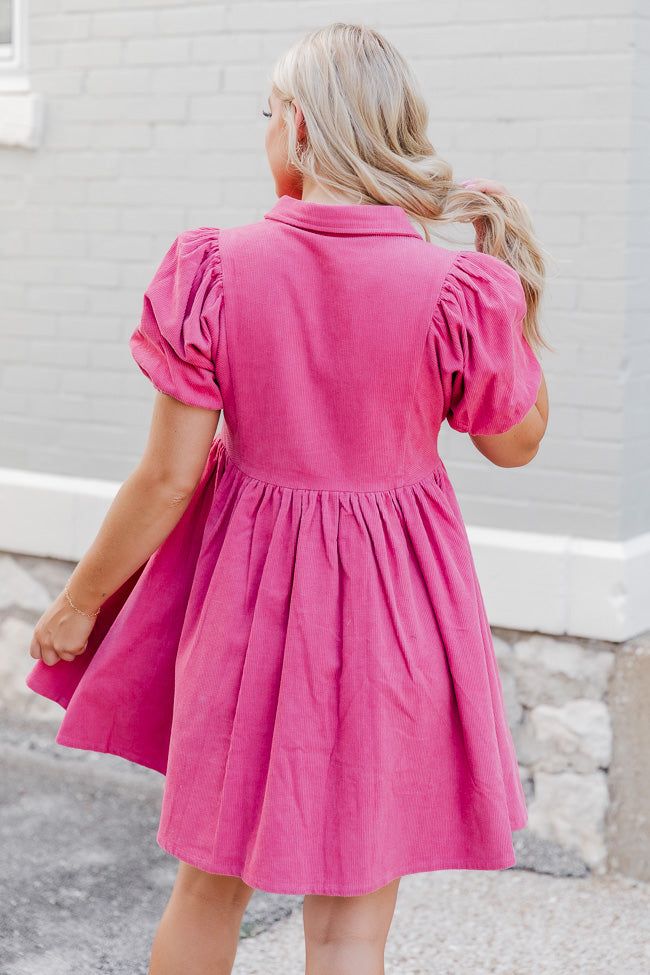 Pour Your Heart Out Pink Corded Puff Sleeve Button Up Mini Dress FINAL SALE sold by Pink Lily product image thumbnail 4