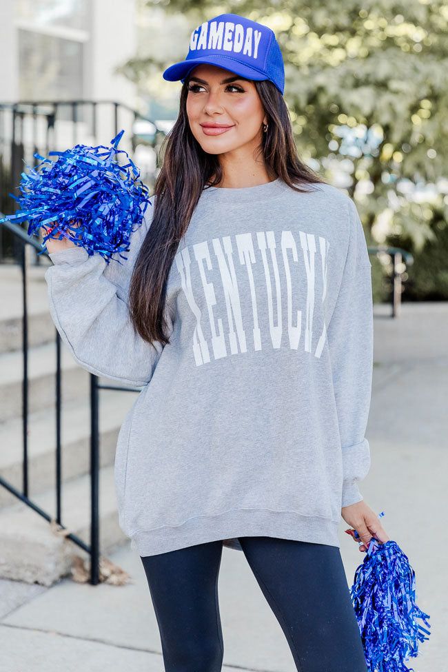 Kentucky Block Grey Oversized Graphic Sweatshirt sold by Pink Lily