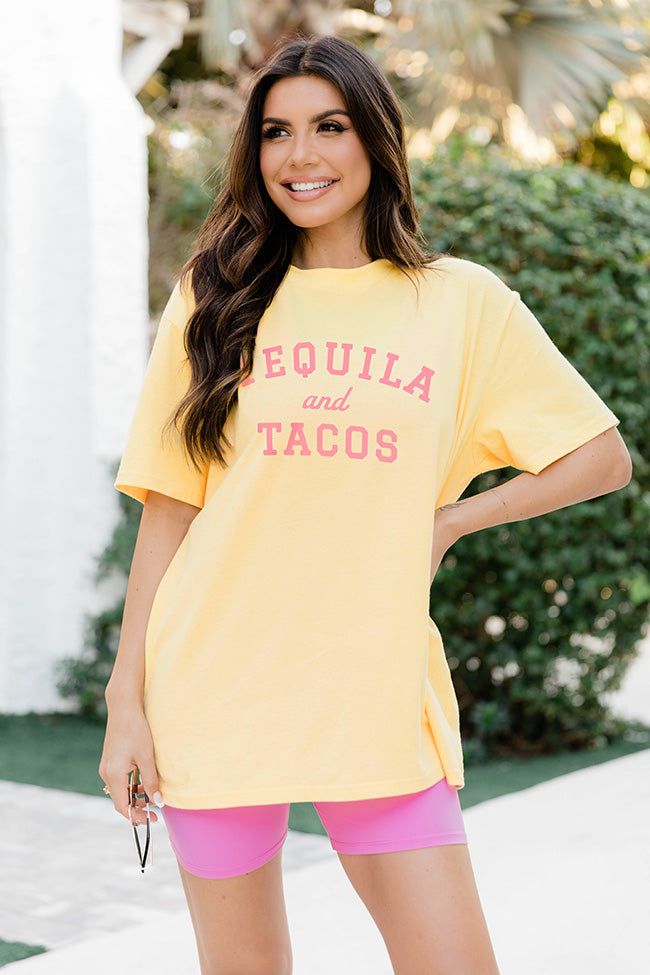 Tequila and Tacos Yellow Oversized Graphic Tee sold by Pink Lily product image thumbnail 5