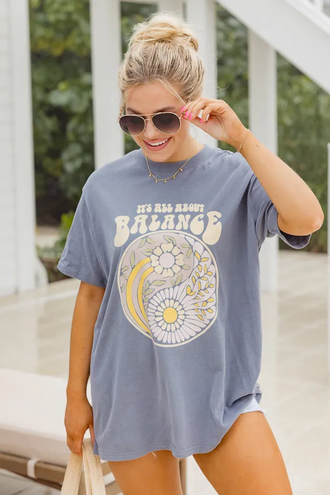 It's All About Balance Grey Oversized Graphic Tee sold by Pink Lily product image thumbnail 4