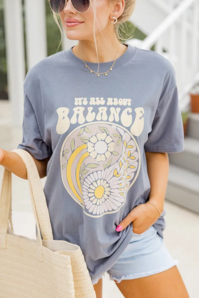 It's All About Balance Grey Oversized Graphic Tee sold by Pink Lily product image thumbnail 3