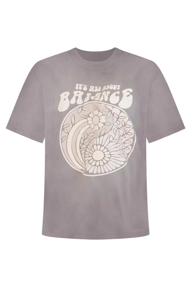 It's All About Balance Grey Oversized Graphic Tee sold by Pink Lily product image thumbnail 5