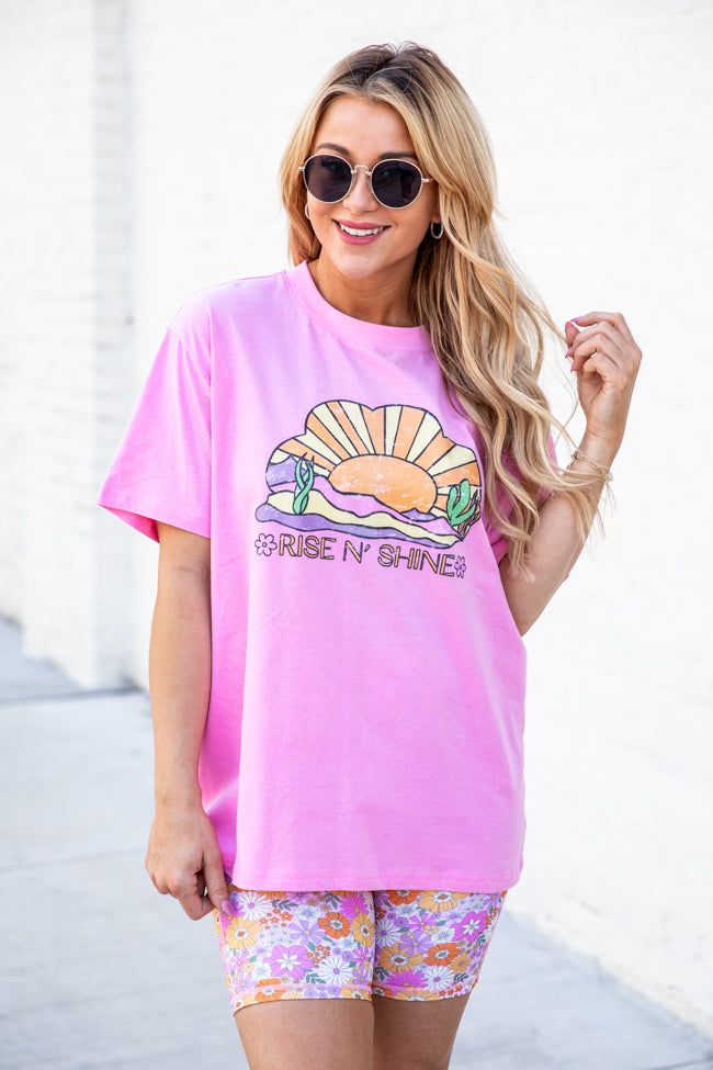 Rise and Shine Pink Oversized Graphic Tee sold by Pink Lily
